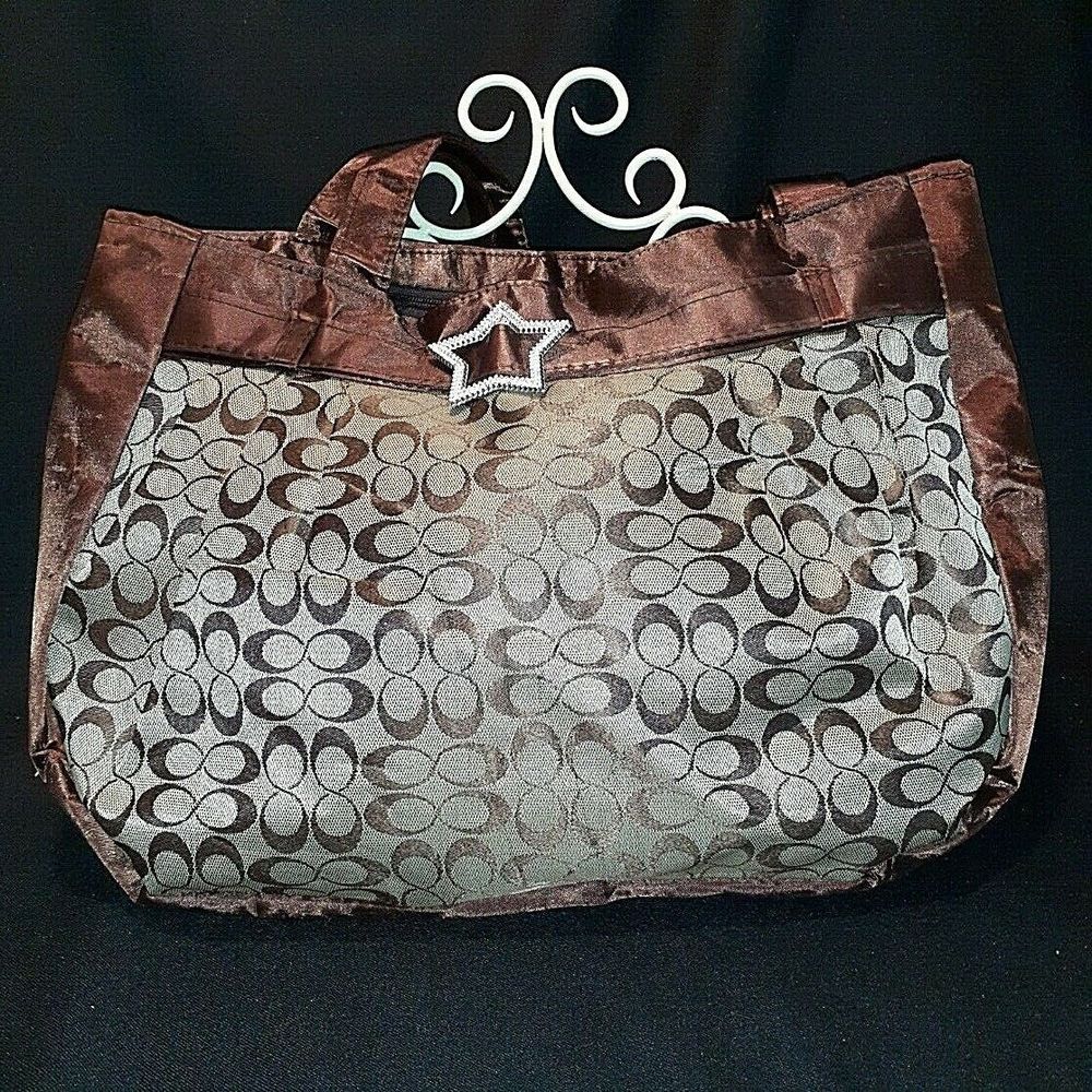 Colony One Brown and Tan Large Fashion Handbag ~18" x 12" Opens Large Mouth